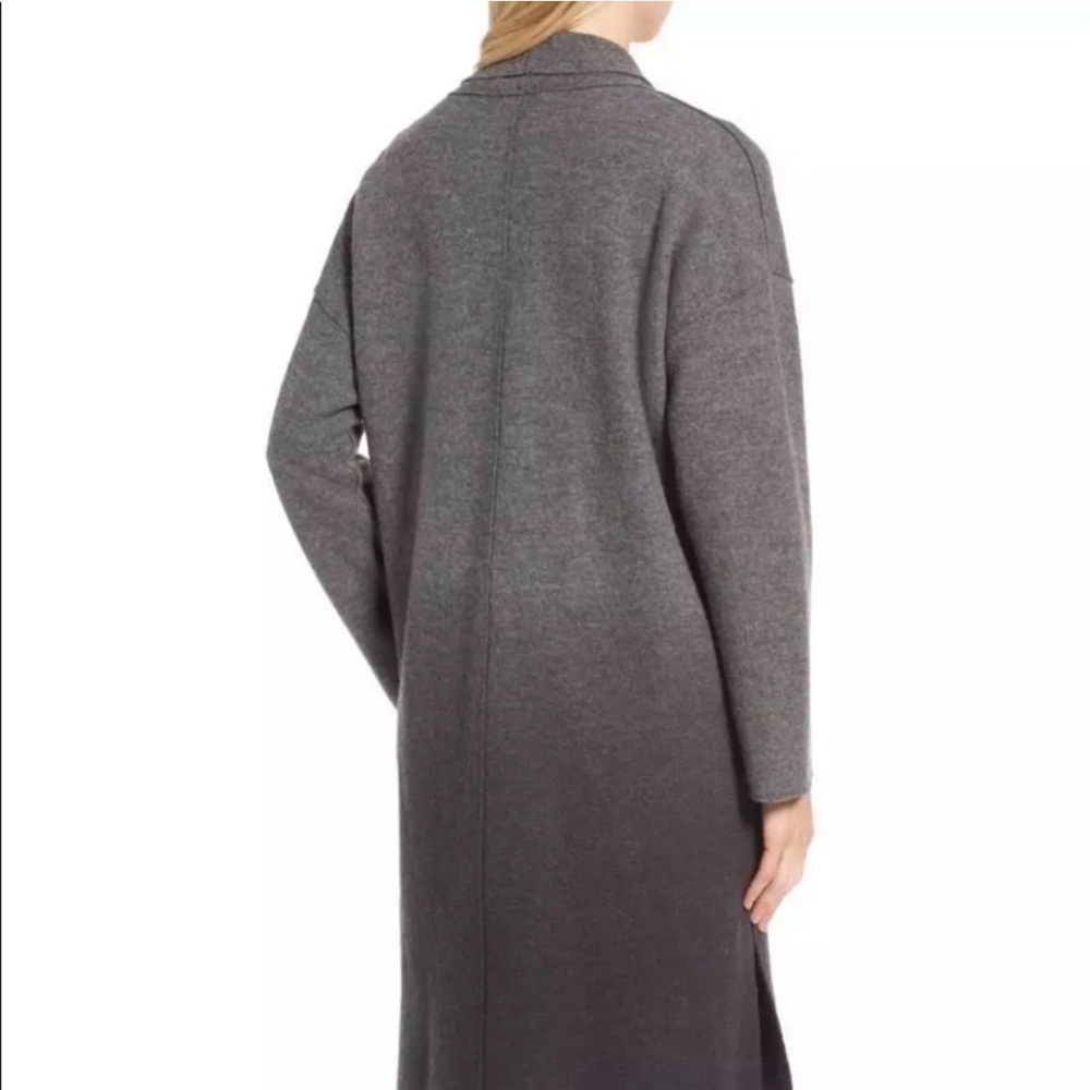 Eileen Fisher ash/charcoal ombré boil wool Kimono long coat - Picture 8 of 12